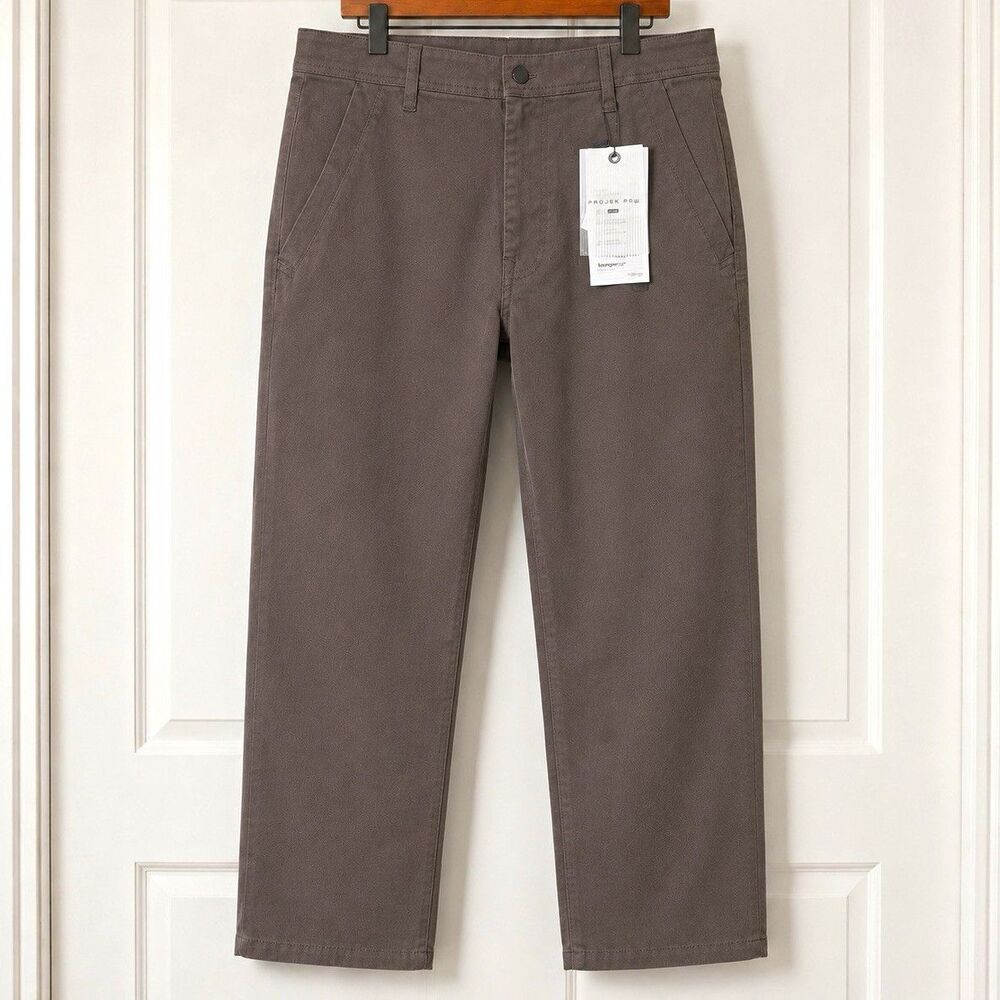 Projek Raw Men’s Bungee Flex Brown Chino Pants 38 Regular Loose Straight Stretch